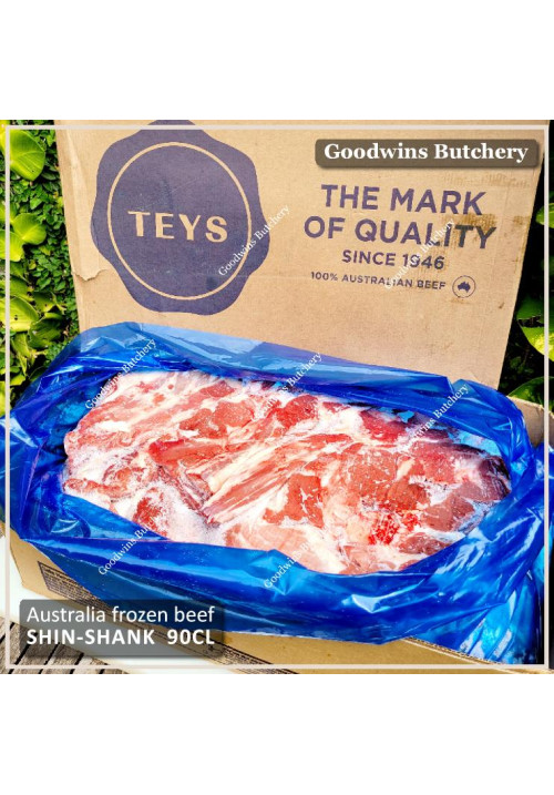 Beef SHIN SHANK frozen 90CL sengkel Australia TEYS bulk +/- 28 kg/carton 54x36x19cm (price/kg)